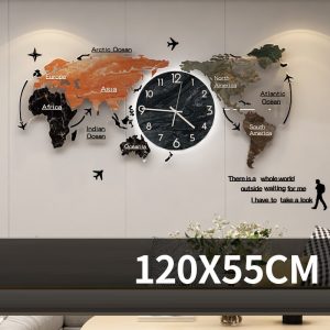 Tranh đồng hồ treo tường bản đồ thế giới CD701