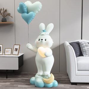 Tượng thỏ bunny ôm đèn led để sàn phòng khách đẹp