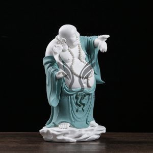 Tượng Phật di lặc cầm gậy như ý decor