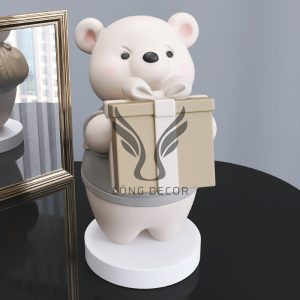 Tượng gấu béo ôm hộp quà CD1464
