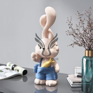 Tượng thỏ cầm cà rốt trang trí CD1453