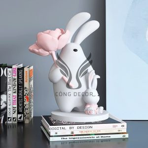 Tượng thỏ chị và thỏ em trang trí CD1457